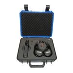 MarMonix MES-111 electronic stethoscope kit in open blue hard carrying case with headphones, probes, and AAA batteries