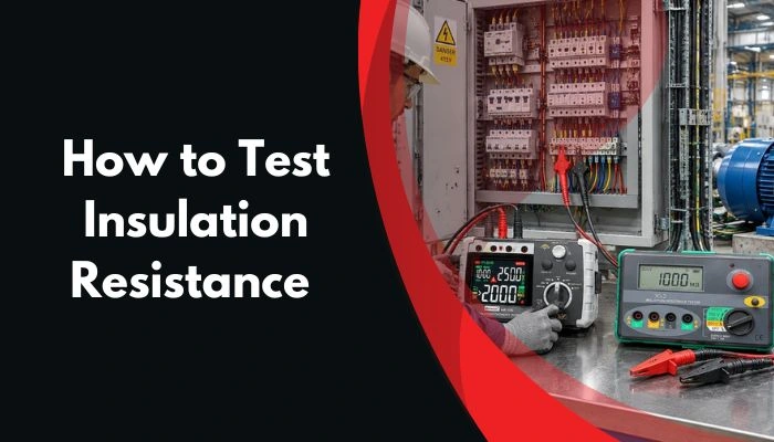 Electrical engineer performing insulation resistance megger test on an industrial panel