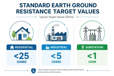 Recommended earth resistance target values infographic